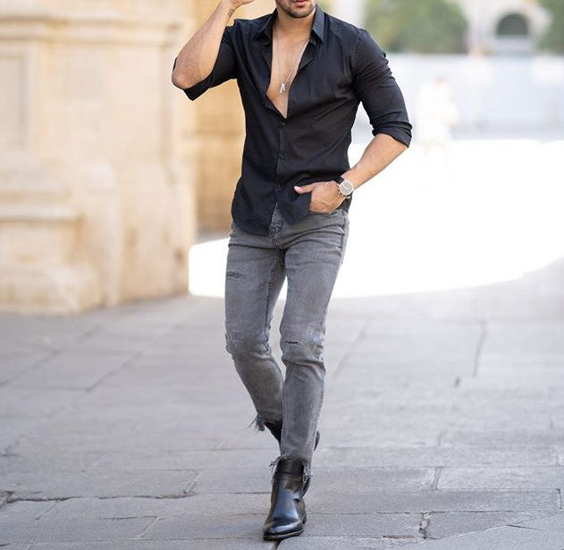 Dumas croco black calf leather Jodhpur boot worn by influencer