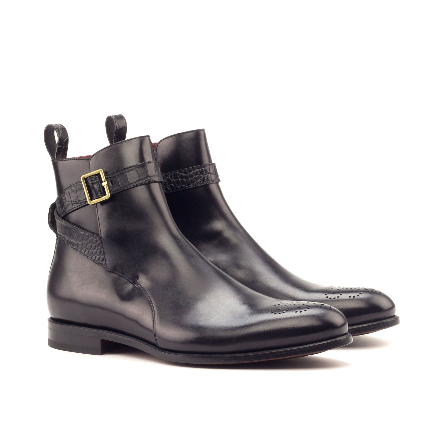 Dumas croco black calf leather Jodhpur boot
