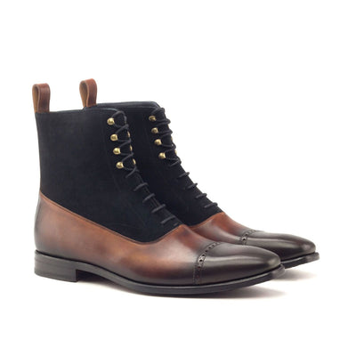 Decartes black suede and calf leather Balmoral boot